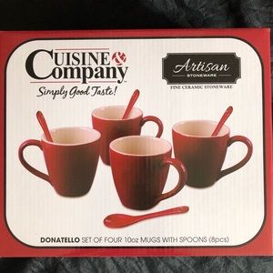 Cuisine & Company Donatello Set of 4 10oz Mugs with Spoons